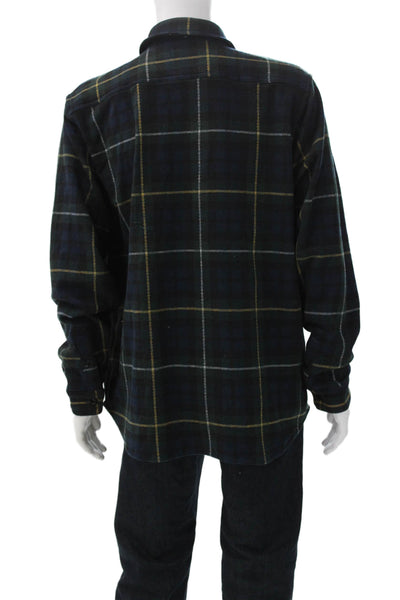 J Crew Mens Jacket Button-Up Plaid Blue Collared Polyester Long Sleeve Size XL