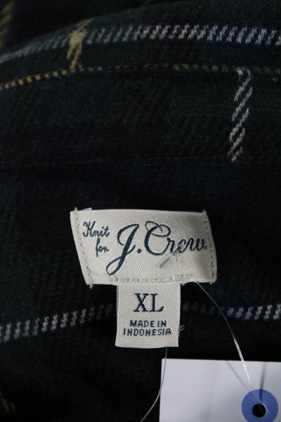 J Crew Mens Jacket Button-Up Plaid Blue Collared Polyester Long Sleeve Size XL