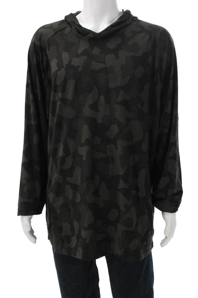 Lululemon Mens Multicolor Camo Crew Neck Pullover Hoodie Polyester Size XL