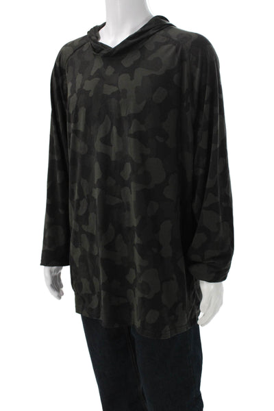 Lululemon Mens Multicolor Camo Crew Neck Pullover Hoodie Polyester Size XL