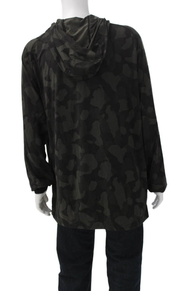 Lululemon Mens Multicolor Camo Crew Neck Pullover Hoodie Polyester Size XL