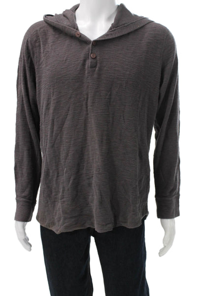 Vince Mens Gray Cotton Henley Sweater Long Sleeve Solid Size XL