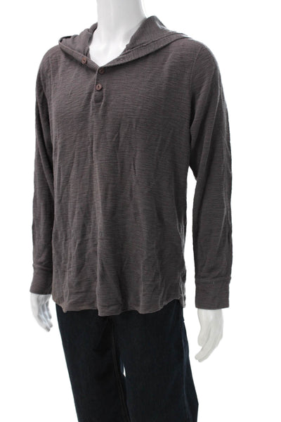 Vince Mens Gray Cotton Henley Sweater Long Sleeve Solid Size XL