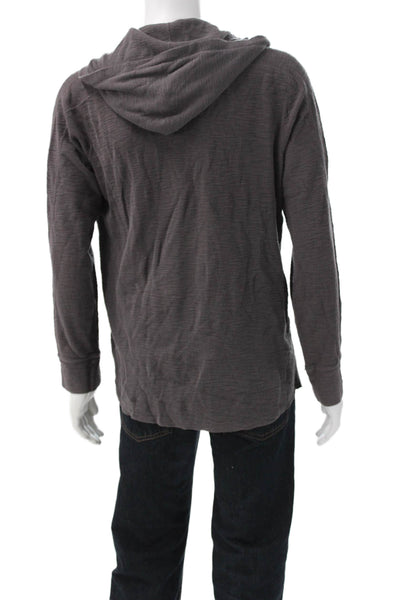Vince Mens Gray Cotton Henley Sweater Long Sleeve Solid Size XL