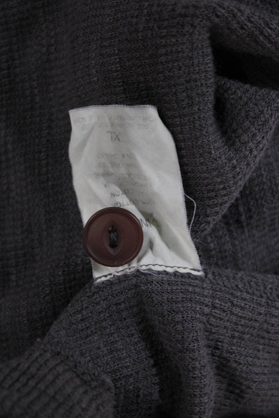 Vince Mens Gray Cotton Henley Sweater Long Sleeve Solid Size XL