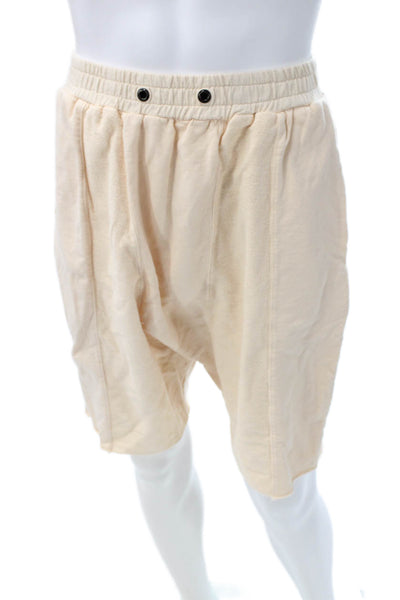 Daniel Patrick Mens Sweat Shorts Beige Cotton Drawstring Summer Size L