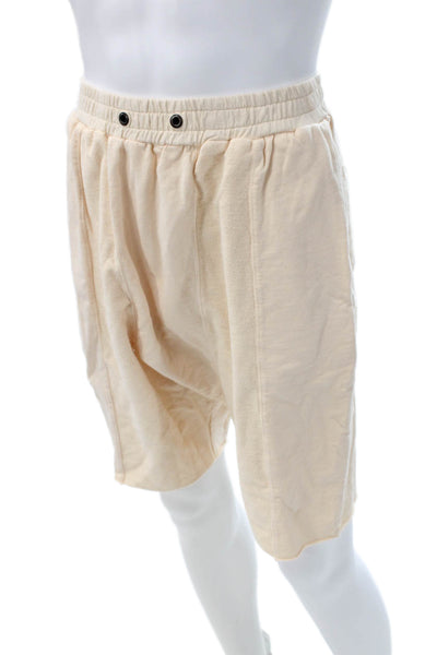 Daniel Patrick Mens Sweat Shorts Beige Cotton Drawstring Summer Size L
