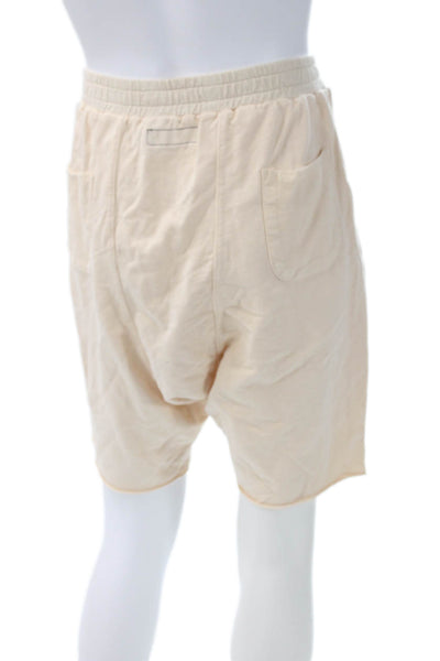 Daniel Patrick Mens Sweat Shorts Beige Cotton Drawstring Summer Size L