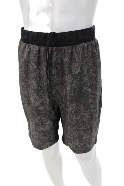 Zella Mens Athletic Gray Drawstring Polyester Spotted Shorts Size L