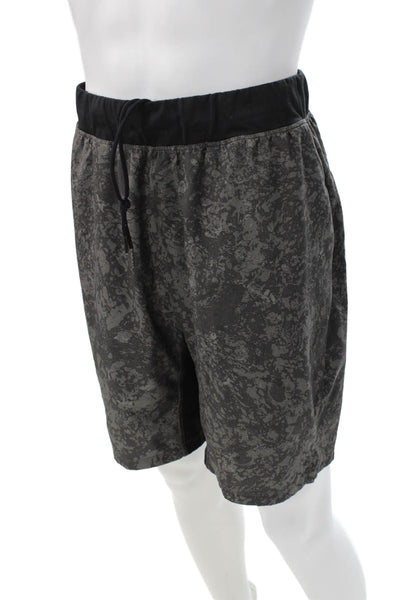 Zella Mens Athletic Gray Drawstring Polyester Spotted Shorts Size L