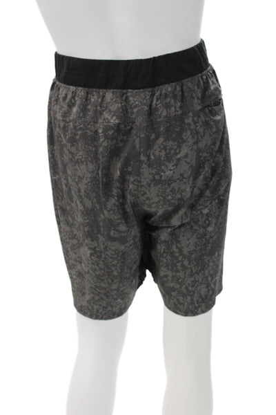 Zella Mens Athletic Gray Drawstring Polyester Spotted Shorts Size L