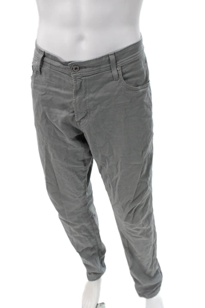 AG Adriano Goldschmied Mens Straight Jeans Gray Button Cotton Size 36