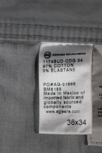 AG Adriano Goldschmied Mens Straight Jeans Gray Button Cotton Size 36