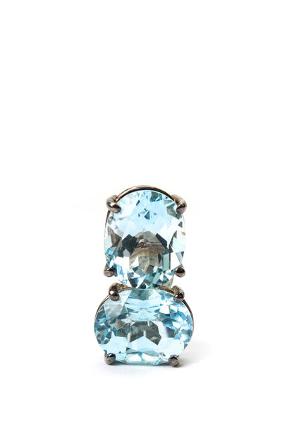 M+J Savitt Womens 925 Silver Blue Topaz ClipOn Earrings 8.2g