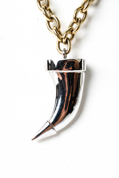 White Moth Jewelry Womens Two-Tone Horn Pendant Necklace 30"