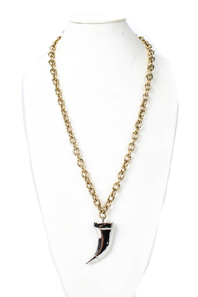 White Moth Jewelry Womens Two-Tone Horn Pendant Necklace 30"