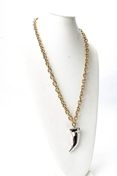 White Moth Jewelry Womens Two-Tone Horn Pendant Necklace 30"