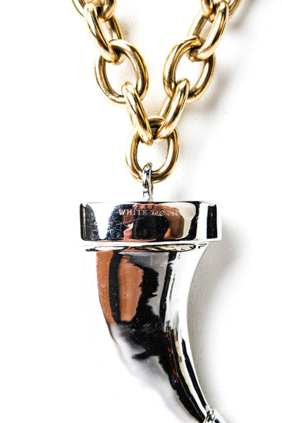 White Moth Jewelry Womens Two-Tone Horn Pendant Necklace 30"