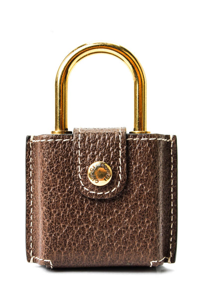 Gucci Womens Gold Tone Mother of Pearl Dial Brown Leather Constance Pocket Watch