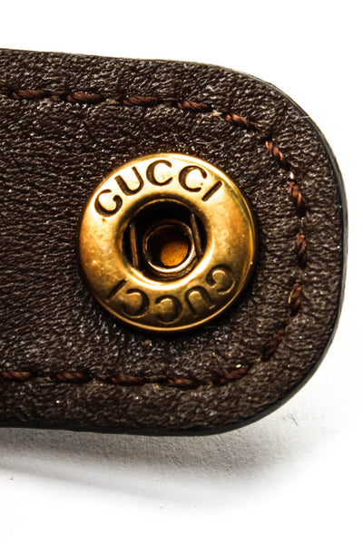 Gucci Womens Gold Tone Mother of Pearl Dial Brown Leather Constance Pocket Watch