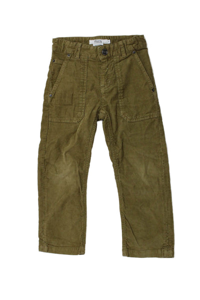 Bonpoint Boys Cotton Straight Casual Zippered Ankle Pants Brown Size 4