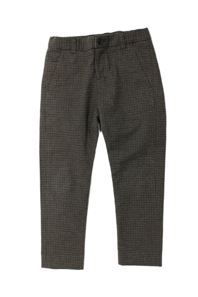 Bonpoint Boys Cotton Houndstooth Print Ankle Straight Pants Brown Size 4