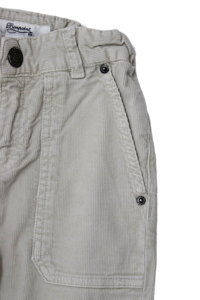 Bonpoint Boys Cotton Stretch Zippered Straight Ankle Pants Beige Size 4