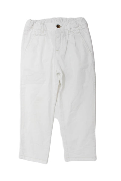 Bonpoint Boys Cotton Stretch Pleated Ankle Straight Pants White Size 4