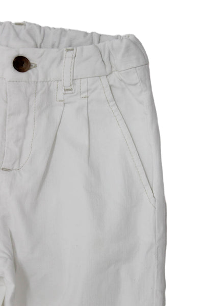 Bonpoint Boys Cotton Stretch Pleated Ankle Straight Pants White Size 4