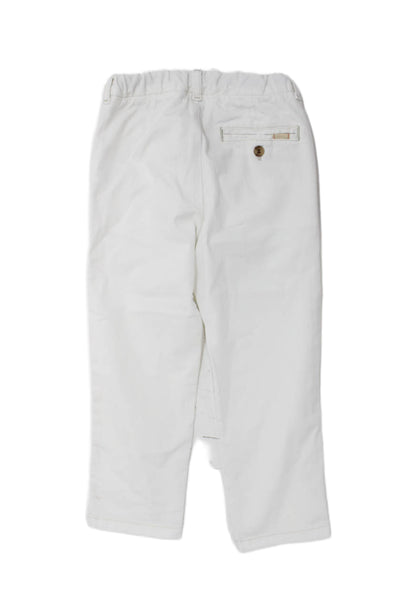 Bonpoint Boys Cotton Stretch Pleated Ankle Straight Pants White Size 4