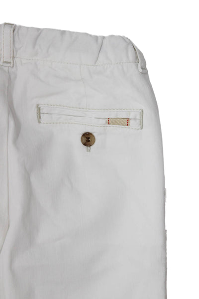 Bonpoint Boys Cotton Stretch Pleated Ankle Straight Pants White Size 4