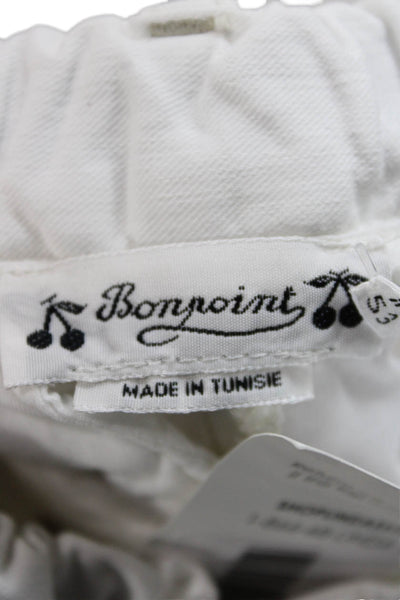 Bonpoint Boys Cotton Stretch Pleated Ankle Straight Pants White Size 4