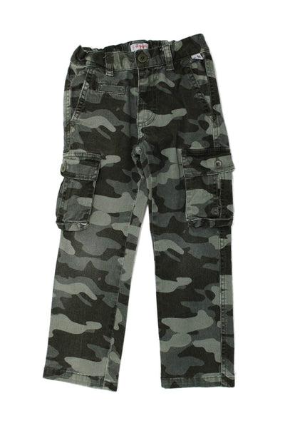 Il Gufo Boys Cotton Camouflage Print Stretch Cargo Pants Green Size 4