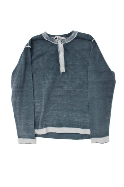 Bonpoint Boys Cotton Long Sleeve Pullover Knit Sweater Blue Size 4