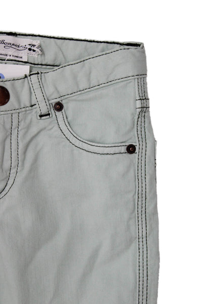 Bonpoint Boys Cotton Zippered Casual Straight Ankle Jeans Green Size 4