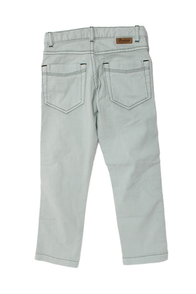 Bonpoint Boys Cotton Zippered Casual Straight Ankle Jeans Green Size 4