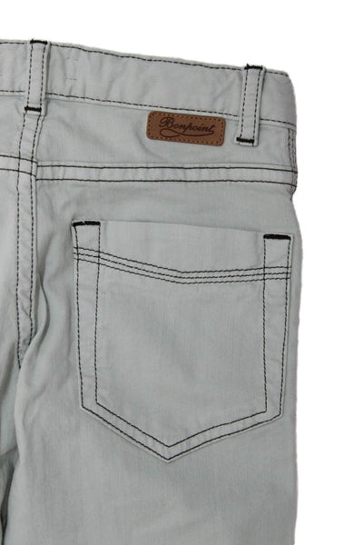 Bonpoint Boys Cotton Zippered Casual Straight Ankle Jeans Green Size 4