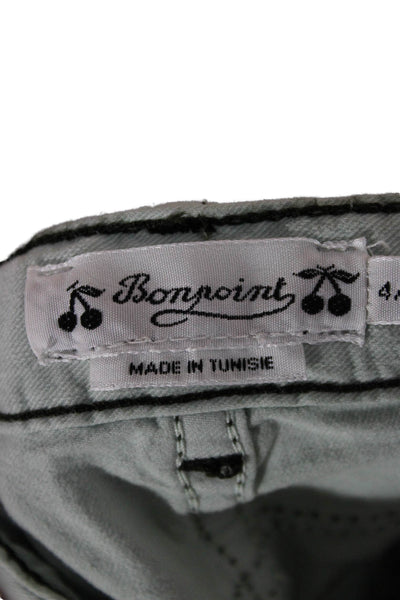 Bonpoint Boys Cotton Zippered Casual Straight Ankle Jeans Green Size 4