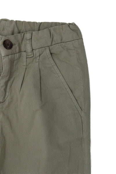 Bonpoint Boys Cotton Pleated Ankle Straight Pants Green Size 4
