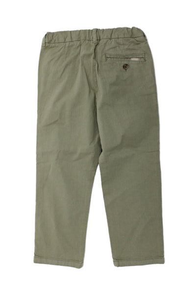 Bonpoint Boys Cotton Pleated Ankle Straight Pants Green Size 4