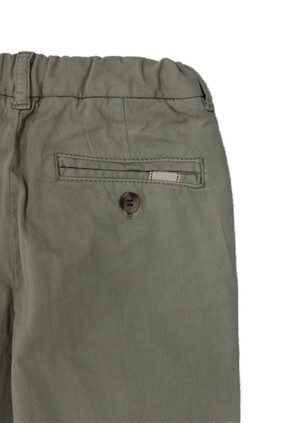 Bonpoint Boys Cotton Pleated Ankle Straight Pants Green Size 4
