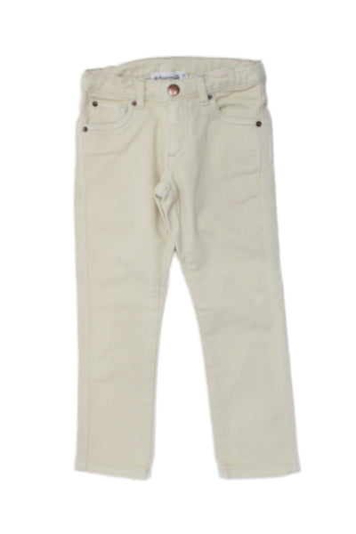 Bonpoint Boys Cotton Stretch Zippered Straight Ankle Jeans Beige Size 4