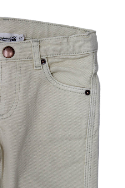 Bonpoint Boys Cotton Stretch Zippered Straight Ankle Jeans Beige Size 4