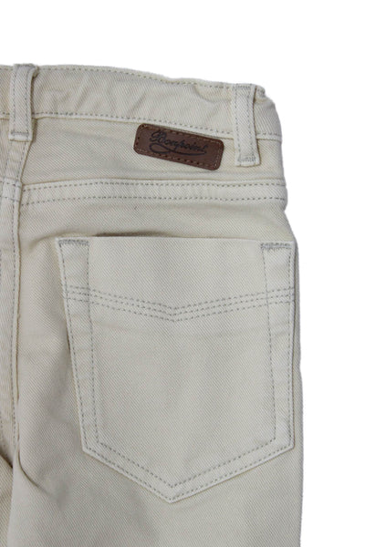 Bonpoint Boys Cotton Stretch Zippered Straight Ankle Jeans Beige Size 4