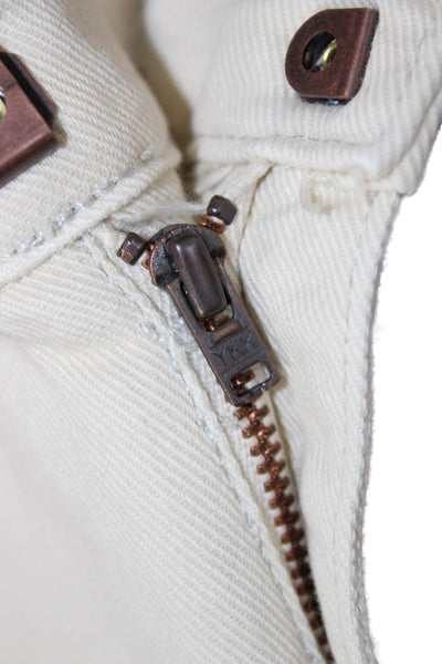 Bonpoint Boys Cotton Stretch Zippered Straight Ankle Jeans Beige Size 4