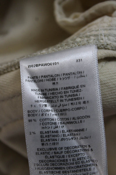 Bonpoint Boys Cotton Stretch Zippered Straight Ankle Jeans Beige Size 4
