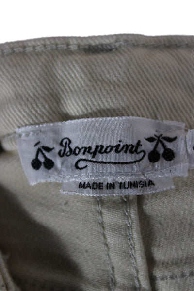 Bonpoint Boys Cotton Stretch Zippered Straight Ankle Jeans Beige Size 4