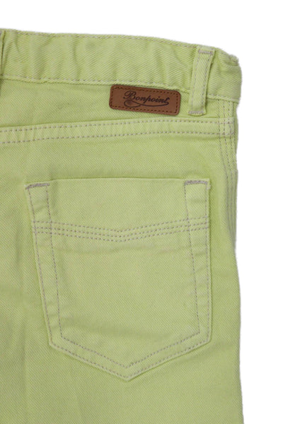 Bonpoint Boys Cotton Stretch Zippered Denim Shorts Yellow Size 4