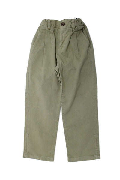 Bonpoint Boys Cotton Stretch Zippered Straight Ankle Pants Green Size 4