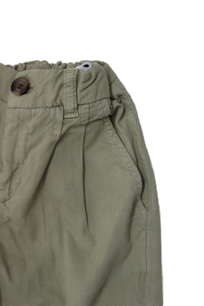 Bonpoint Boys Cotton Stretch Zippered Straight Ankle Pants Green Size 4